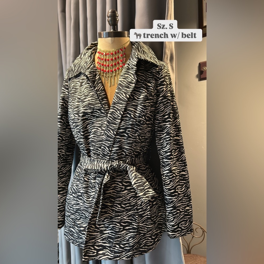 Sandro Ferrone Trench Jacket Zebra Print sz Small